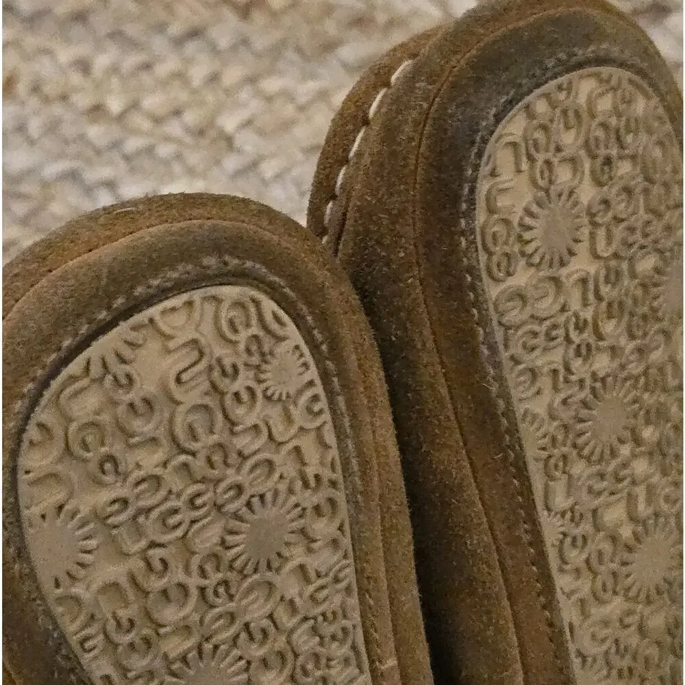 Ugg Cage Baby Boots Toddler Sz 4/5C‎ Brown Fur Lined Booties